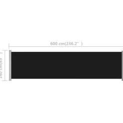 Sisäänvedettävä terassin sivumarkiisi 600x160 cm musta