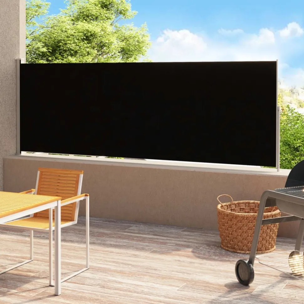 Sisäänvedettävä terassin sivumarkiisi 2 220x500 cm musta