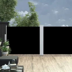 Sivumarkiisi 140 x 1000 cm Sisäänvedettävä musta