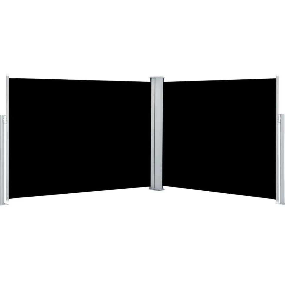 Sivumarkiisi 140 x 1000 cm Sisäänvedettävä musta