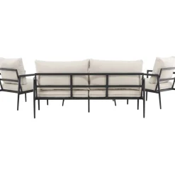 Sohvaryhmä Venture Home Taromina, 2-istuttava sohva + 2 lepotuolia + sohvapöytä, musta/beige