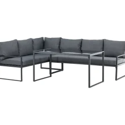 Sohvaryhmä Venture Home Zingaro, 5-istuttava kulmasohva + sohvapöytä, musta/harmaa