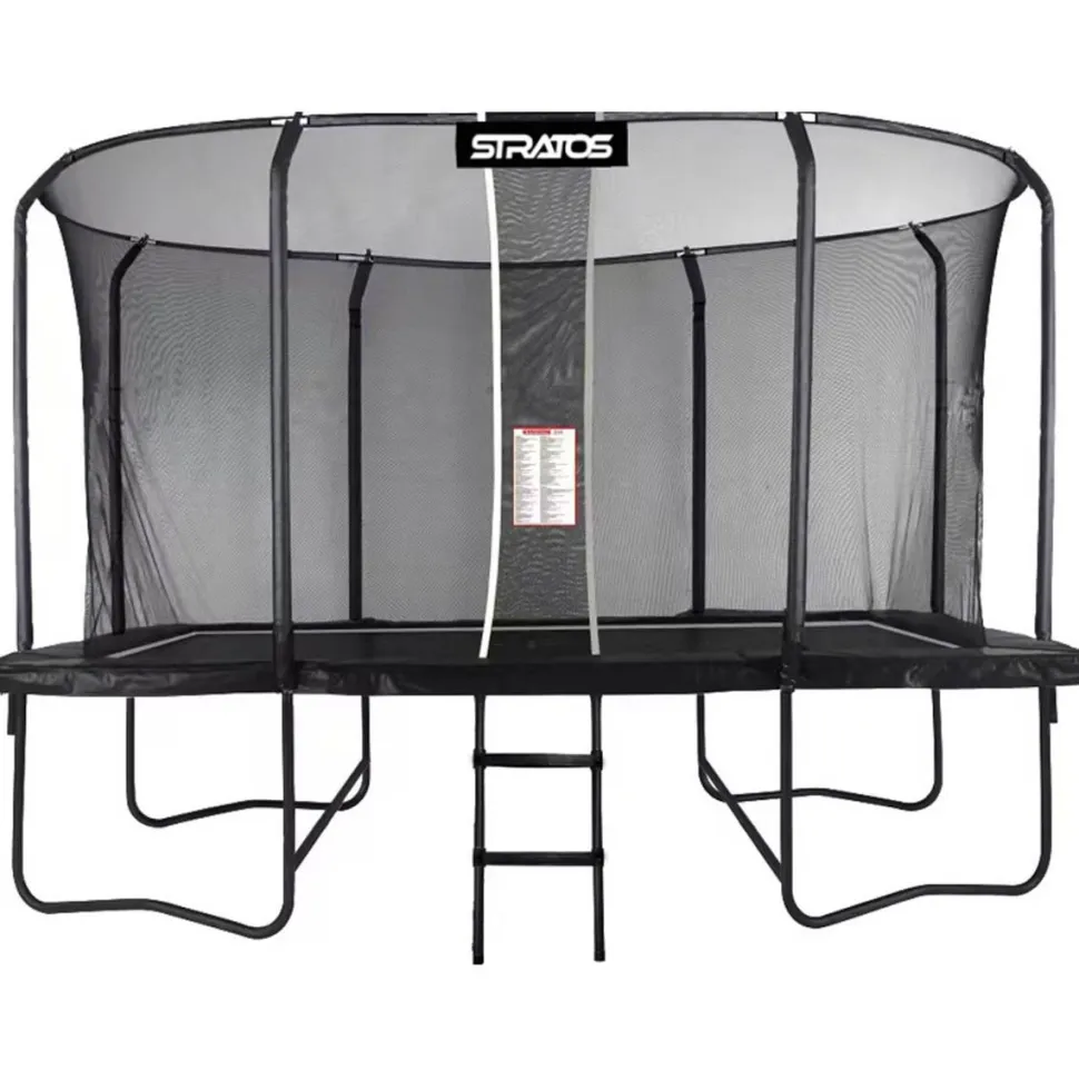 Suorakaide Trampoliini Stratos Premium Black Line, 275x427 cm, sis. portaat ja turvaverkko