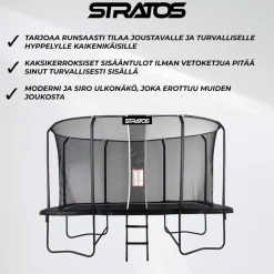 Suorakaide Trampoliini Stratos Premium Black Line, 275x427 cm, sis. portaat ja turvaverkko