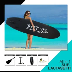 SUP-lautasetti Deep Sea Pro ilmatäytteinen 300 cm 15 PSI musta
