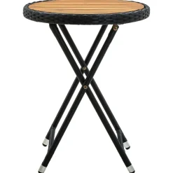 Teepöytä harmaa 60 cm polyrottinki ja, akaasiapuu