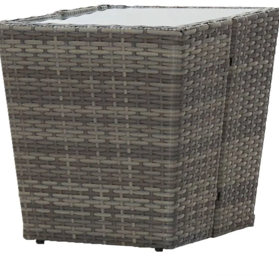 Teepöytä 41.5x41.5x43 cm harmaa polyrottinki ja karkaistu lasi