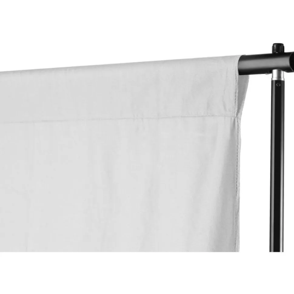 Teleskooppinen kuvaustaustateline + taustakangas, 3x5m, valkoinen