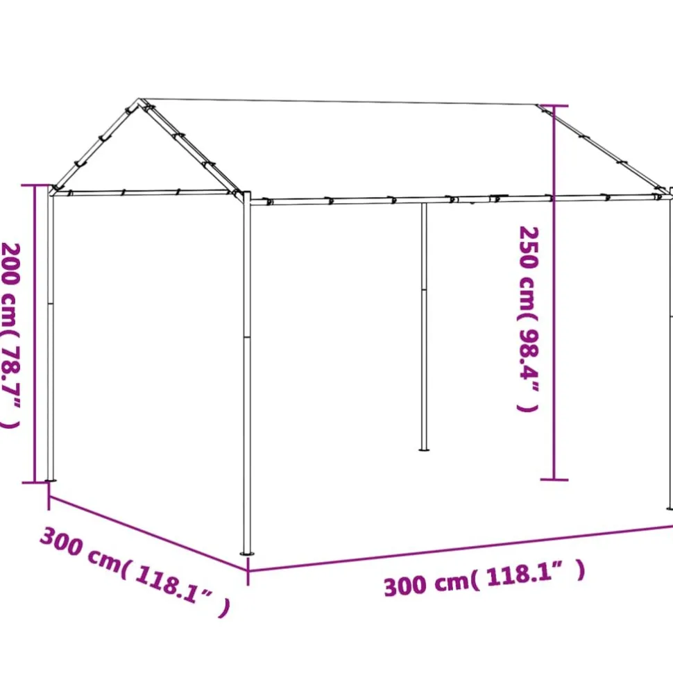Telttakatos beige 3x3 m teräs ja kangas