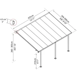 Terassikatos Palram-Canopia Feria 3 x 4,25 m harmaa/kirkas