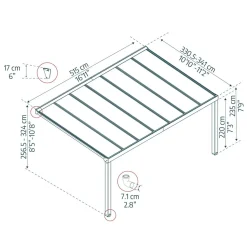 Terassikatos Palram-Canopia Stockholm Premium, 3.4x5.2m, harmaa/kirkas
