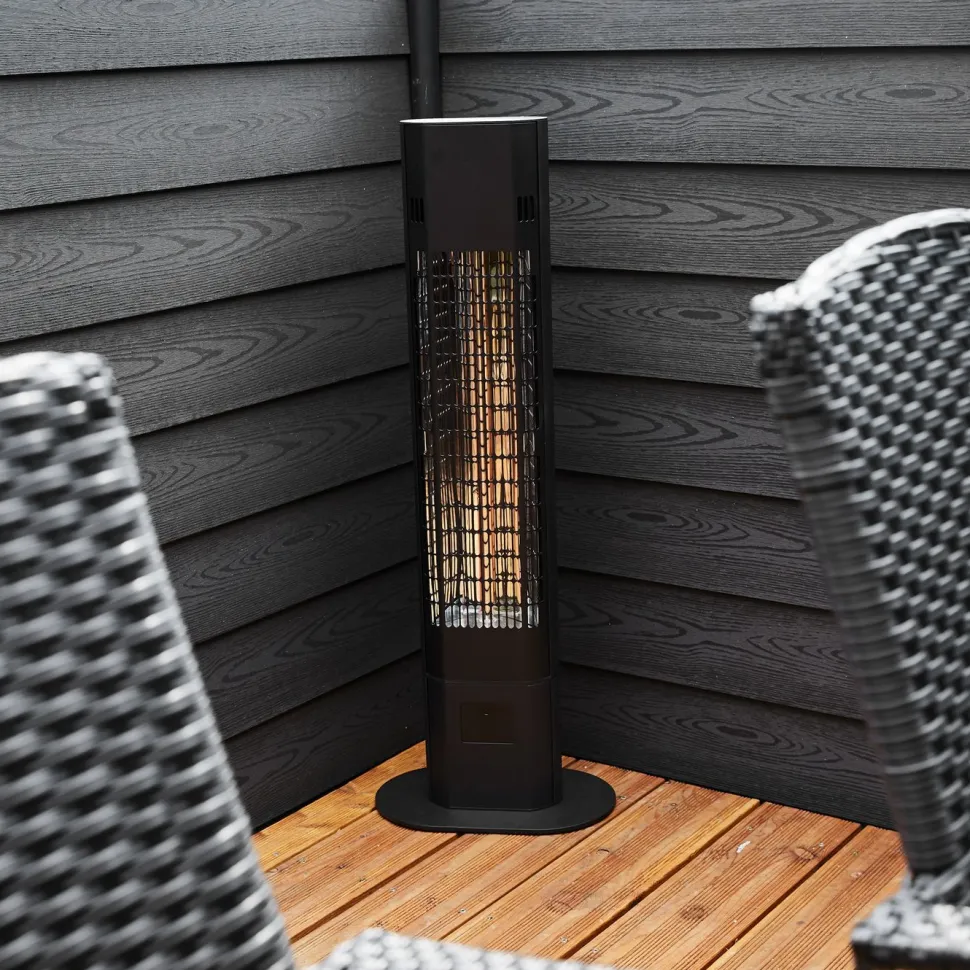 Terassilämmitin Hortus lattiamalli 1800W kaukosäädin musta