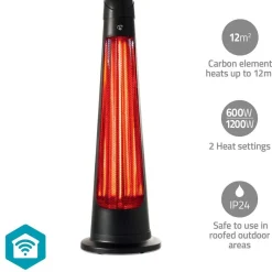 Terassilämmitin Nedis HTPA21BKW SmartLife Wi-Fi 1200W musta
