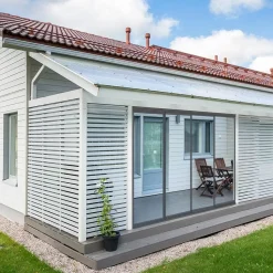 Terassin lasiliukuovi Keraplast, 4-os., harmaa, kirkas lasi, mittatilaus