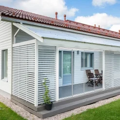 Terassin lasiliukuovi Keraplast, 4-os., valkoinen, kirkas lasi, mittatilaus