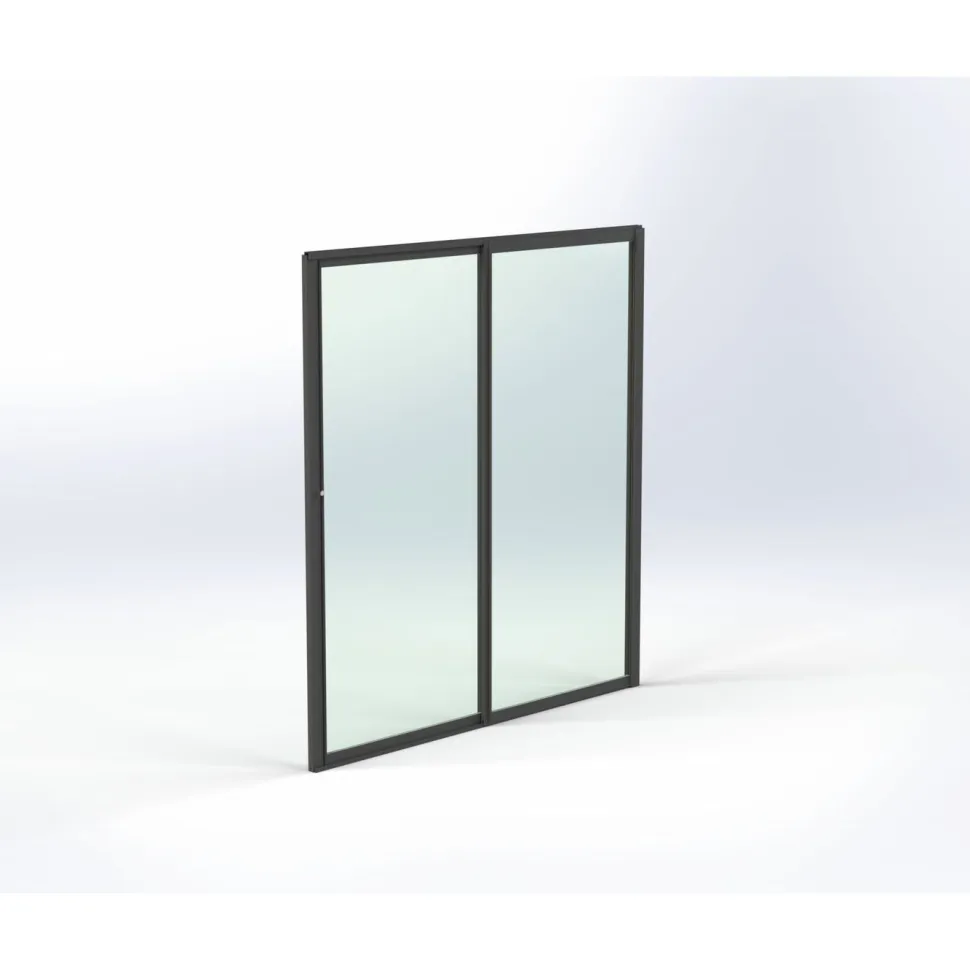 Terassin lasiliukuovi Keraplast 2-os. 2100x1945mm, kirkas/harmaa, sisäpuolinen nuppilukitus