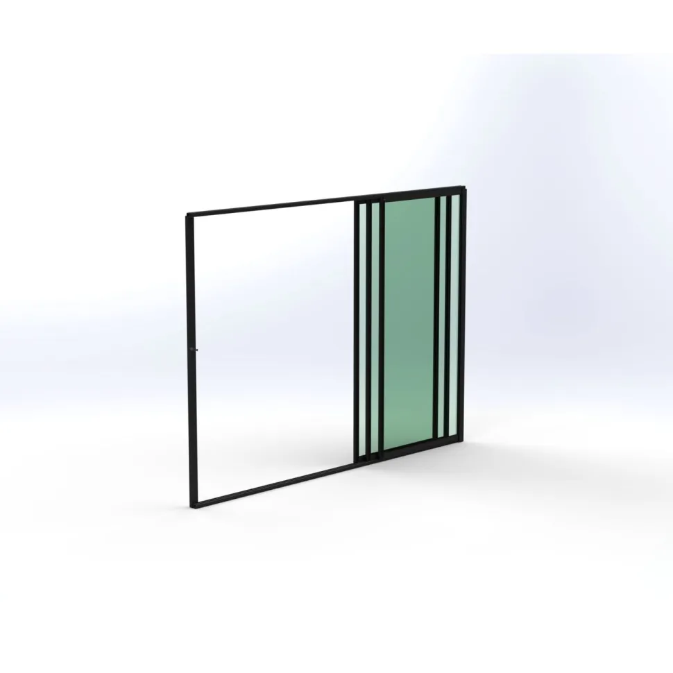 Terassin lasiliukuovi Keraplast 3-os. 2100x2870mm, kirkas/musta, sisäpuolinen nuppilukitus