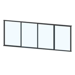 Terassin liukulasi-ikkuna Keraplast 4-os. 1100x3800mm, kirkas/musta