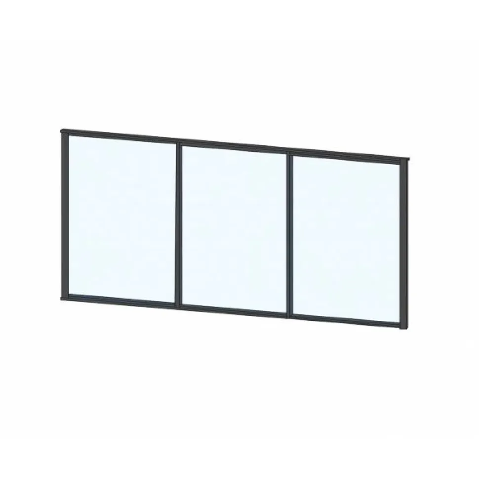 Terassin liukulasi-ikkuna Keraplast 3-os. 1100x2870mm, kirkas/musta