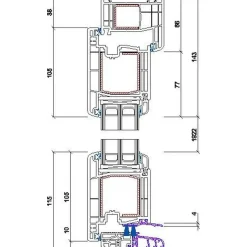 Terassin liukuovi Seicom Portal PSK 200Z A 3K, PVC, 2-osainen, 3-lasinen mittatilausovi