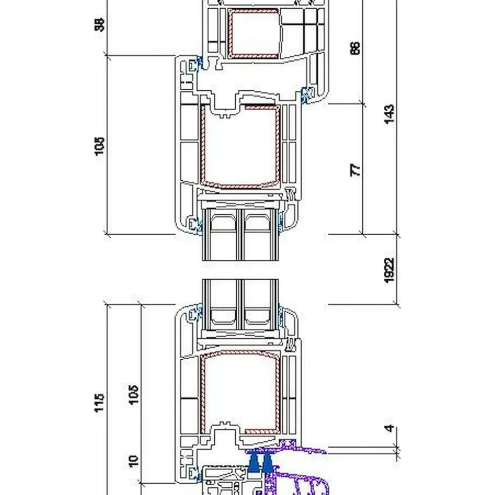 Terassin liukuovi Seicom Portal PSK 200Z A 3K, PVC, 2-osainen, 3-lasinen mittatilausovi