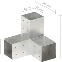 Tolppaliitin Y-muoto galvanoitu metalli 81x81mm