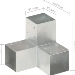 Tolppaliitin Y-muoto galvanoitu metalli 91x91mm