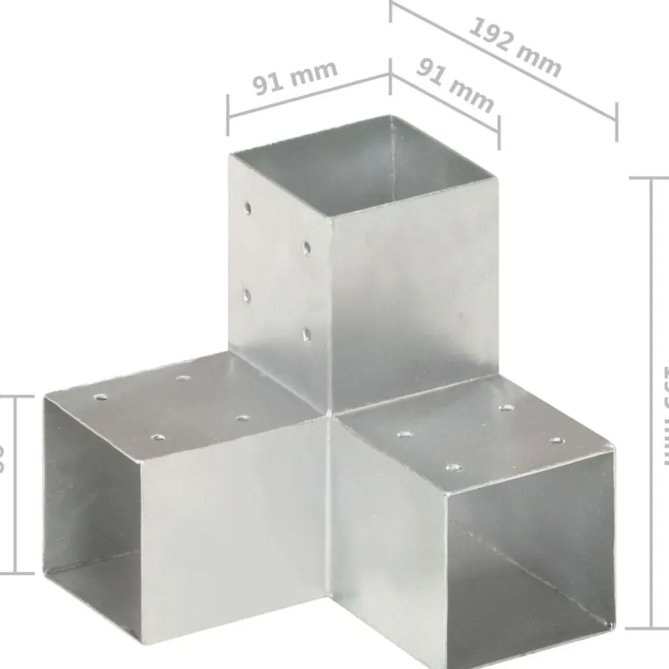 Tolppaliitin Y-muoto galvanoitu metalli 91x91mm