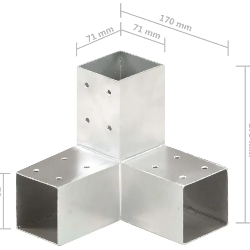 Tolppaliitin Y-muoto galvanoitu metalli 71x71mm