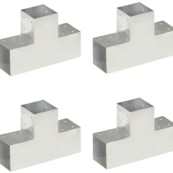 Tolppaliittimet 4kpl T-muoto galvanoitu metalli 101x101mm