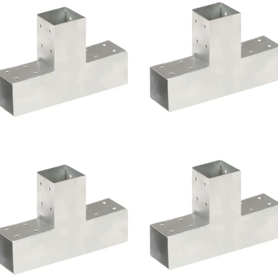 Tolppaliittimet 4kpl T-muoto galvanoitu metalli 71x71mm