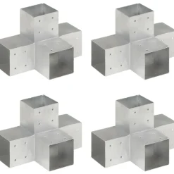 Tolppaliittimet 4kpl X-muoto galvanoitu metalli 101x101mm