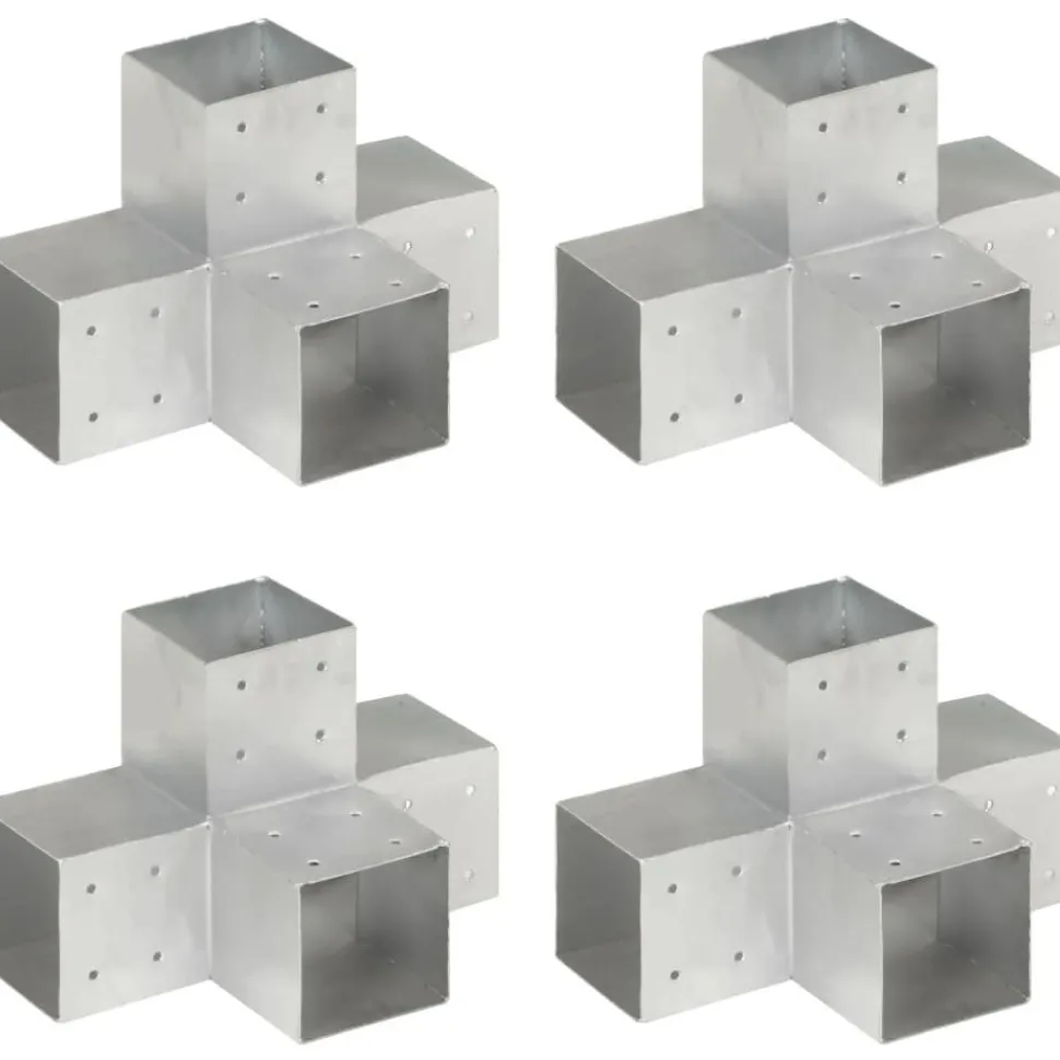 Tolppaliittimet 4kpl X-muoto galvanoitu metalli 101x101mm
