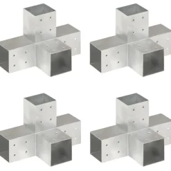 Tolppaliittimet 4kpl X-muoto galvanoitu metalli 81x81mm