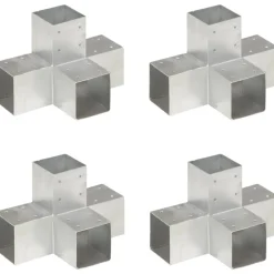 Tolppaliittimet 4kpl X-muoto galvanoitu metalli 91x91mm