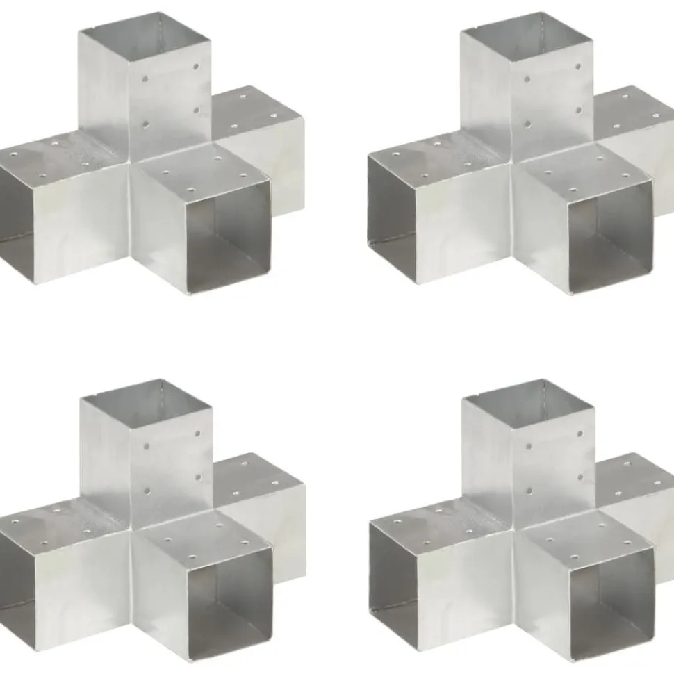Tolppaliittimet 4kpl X-muoto galvanoitu metalli 91x91mm