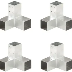 Tolppaliittimet 4kpl Y-muoto galvanoitu metalli 71x71mm