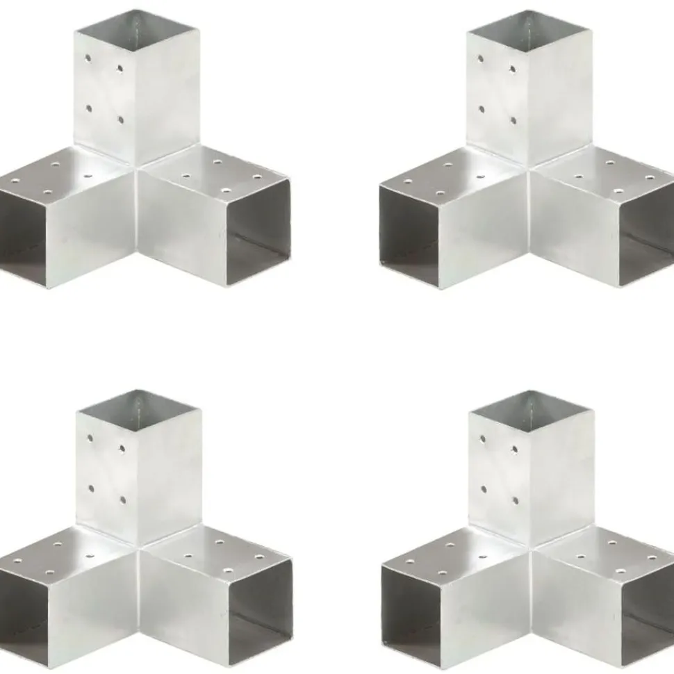 Tolppaliittimet 4kpl Y-muoto galvanoitu metalli 71x71mm