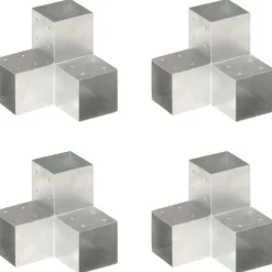 Tolppaliittimet 4kpl Y-muoto galvanoitu metalli 101x101mm