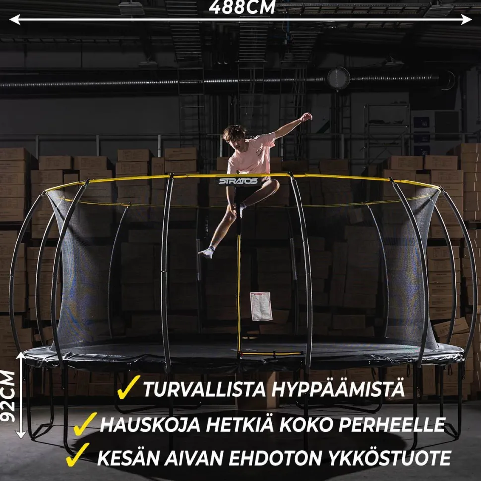 Trampoliini Stratos Ø4.88m turvaverkolla