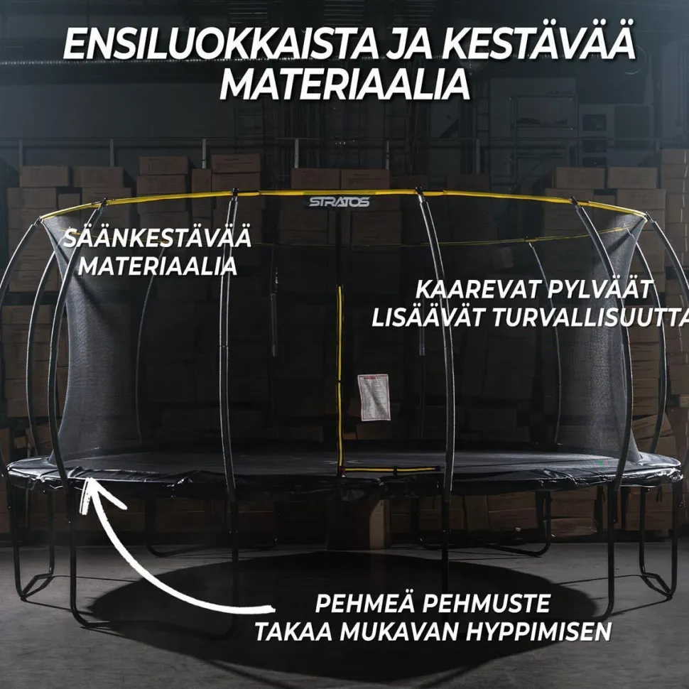 Trampoliini Stratos Ø4.88m turvaverkolla