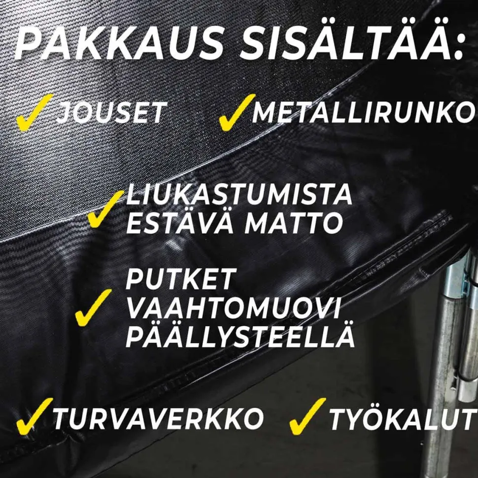 Trampoliini Stratos Ø4.88m turvaverkolla