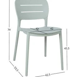 Tuoli Home4You MANGO 42,5x53,5xK79 cm, vihertävänharmaa muovi