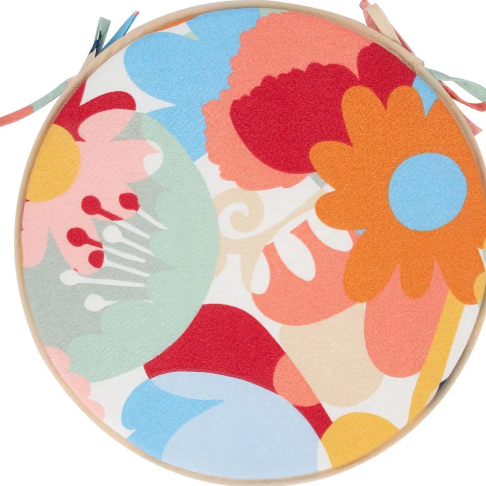 Tuolin pehmuste Home4You NORDIC kukkakuosi Ø38x2,5 cm, monivärinen