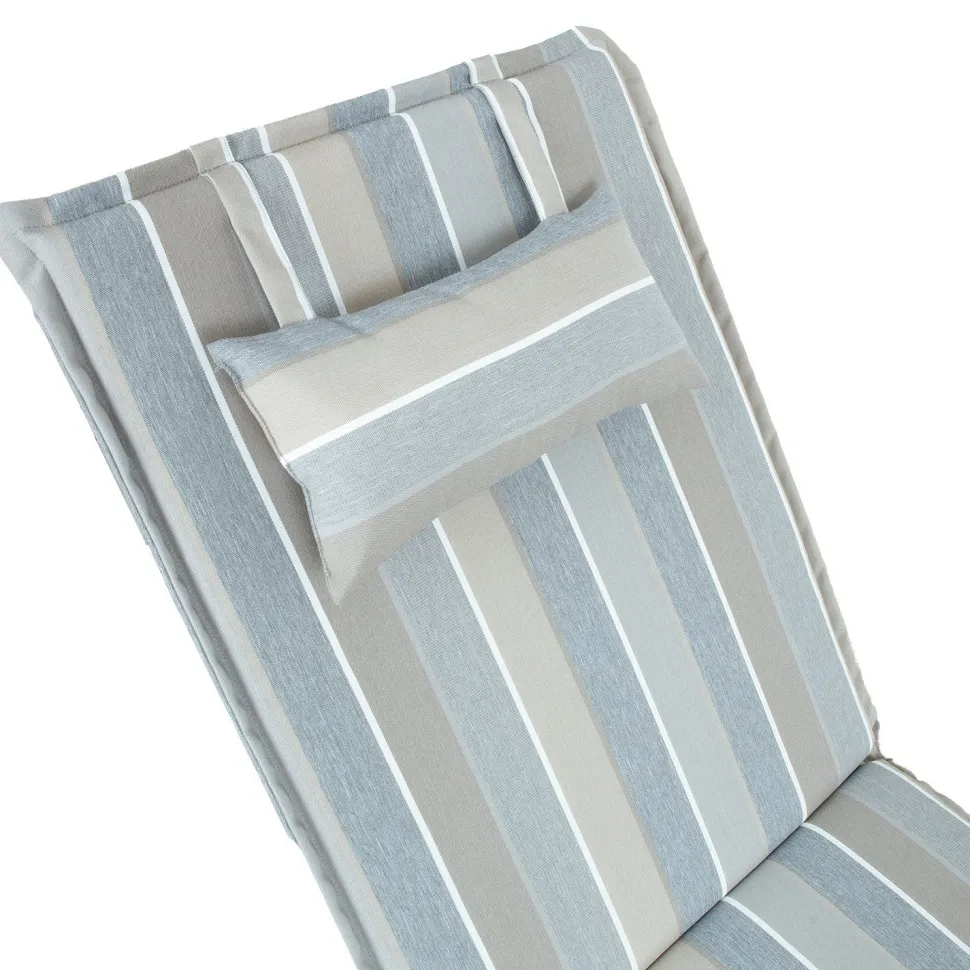 Tuolin pehmuste Home4You WICKER 55x195x3 cm, harmaa/beige, raidallinen