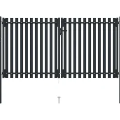 Tuplaovi pihaportti teräs 306x200 cm antrasiitti