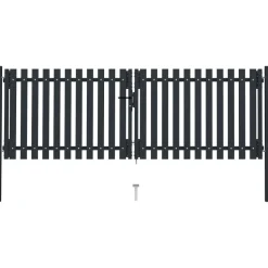 Tuplaovi pihaportti teräs 306x150 cm antrasiitti
