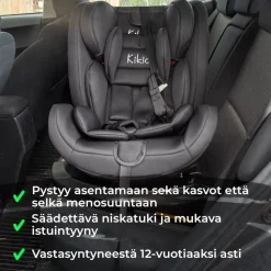 Turvaistuin & turvakaukalo Kikid Black Edition Isofix 0-36kg musta