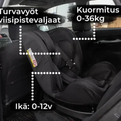 Turvaistuin & turvakaukalo Kikid Black Edition Isofix 0-36kg musta