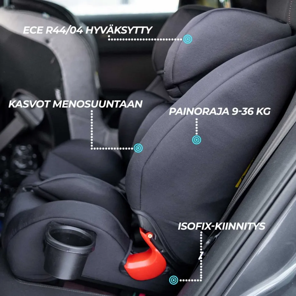 Turvaistuin Kikid ISOFIX 9-36 kg Black edition